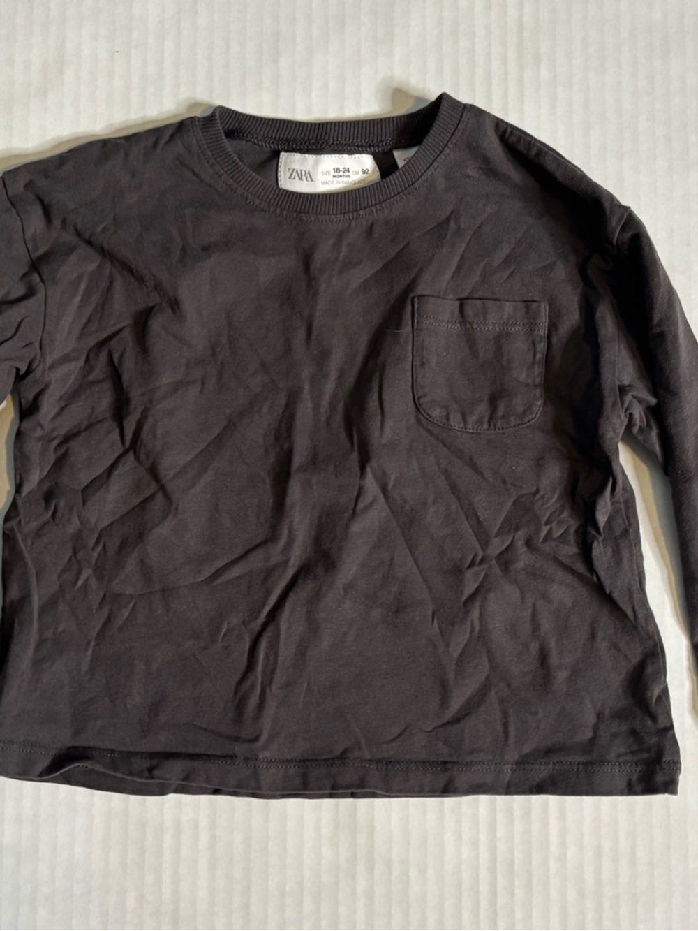 Zara Crewneck Long Sleeve Tee - Charcoal unisex size 18/24 months